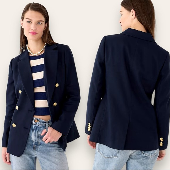 J. Crew Jackets & Blazers - NWT J. Crew Bristol Blazer Academia Stretch Linen Blend Navy Blue 10 Women’s